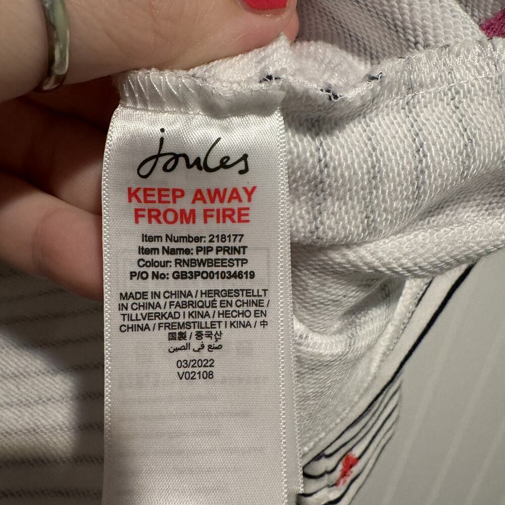 Joules Funnel Neck Sweatshirt Striped Rainbow Bee Print Size 10 - Picture 7 of 9
